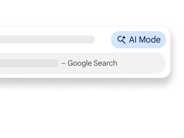 Chrome में किसी वेबपेज पर, खोज बार के बगल में एआई मोड दिख रहा है