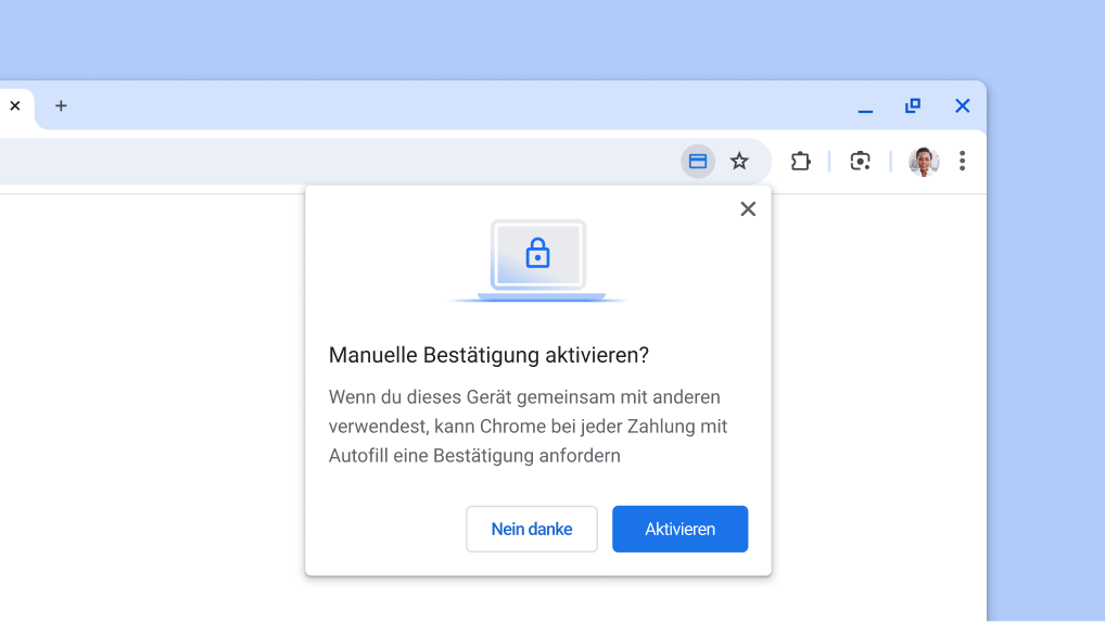Manuelle Bestätigung für Zahlungen mit Autofill aktivieren.