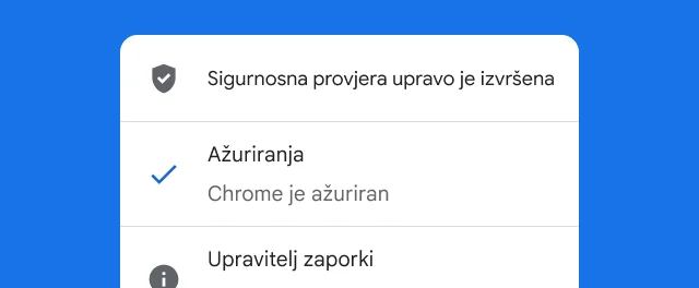 Upozorenje pokazuje da je Chromeova sigurnosna provjera dovršena i da je preglednik ažuriran.