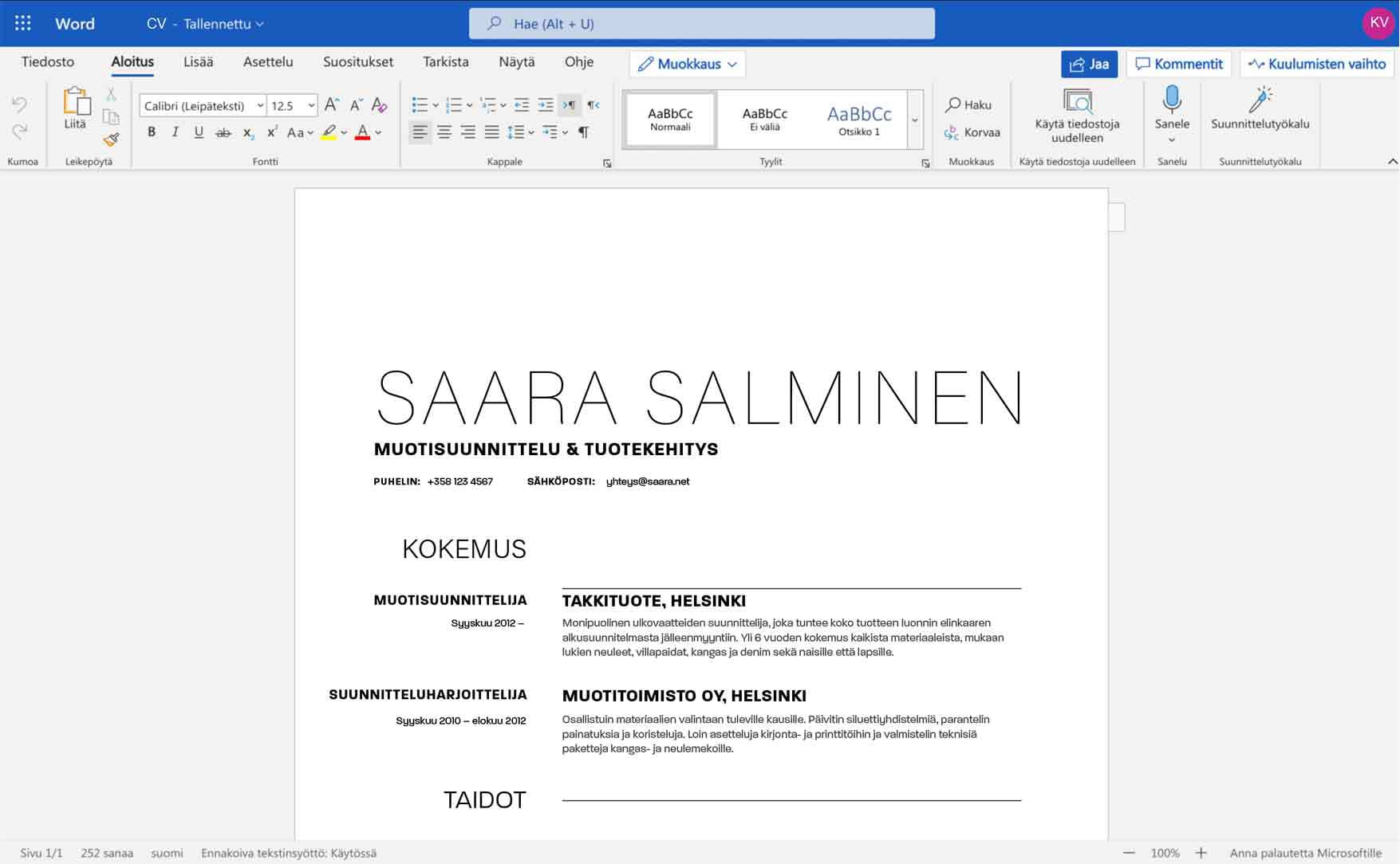 Microsoft Wordin avulla voit lukea ja muokata sähköpostien liitteenä olevia dokumentteja, tehdä yhteistyötä tiimisi kanssa ja ottaa Microsoft Officen ominaisuudet mukaasi kaikkialle. Microsoftin Word-sovelluksella voit luoda, lukea, muokata ja jakaa tiedostoja muiden kanssa nopeasti ja helposti.